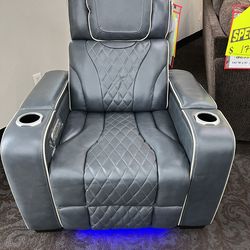 Heat and Massage ! Genuine Leather Power Reclining Chair