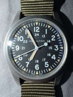 Hamilton Khaki Field Watch 38mm Black Dial Green Strap