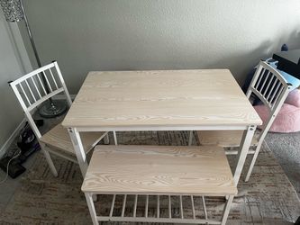 Dining Table Set with 2 Chairs and Bench