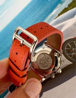 HERMÈS Stainless Steel & Rubber 37mm Clipper Chronograph Swiss Made Quartz Watch, featuring a reliable ETA movement with 25 jewels, sapphire crystal, 