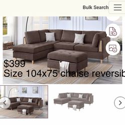 $390 sectional couch with ottoman