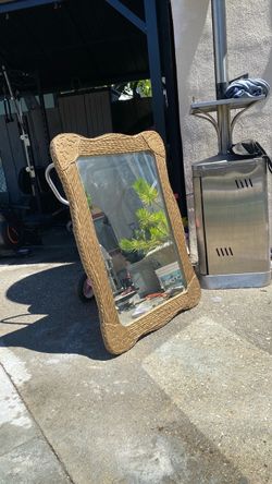 Wicker Rattan Framed Wall Mirror beautiful style and color size 27”x37”