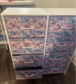 Fabric Drawer Dresser with White Frame