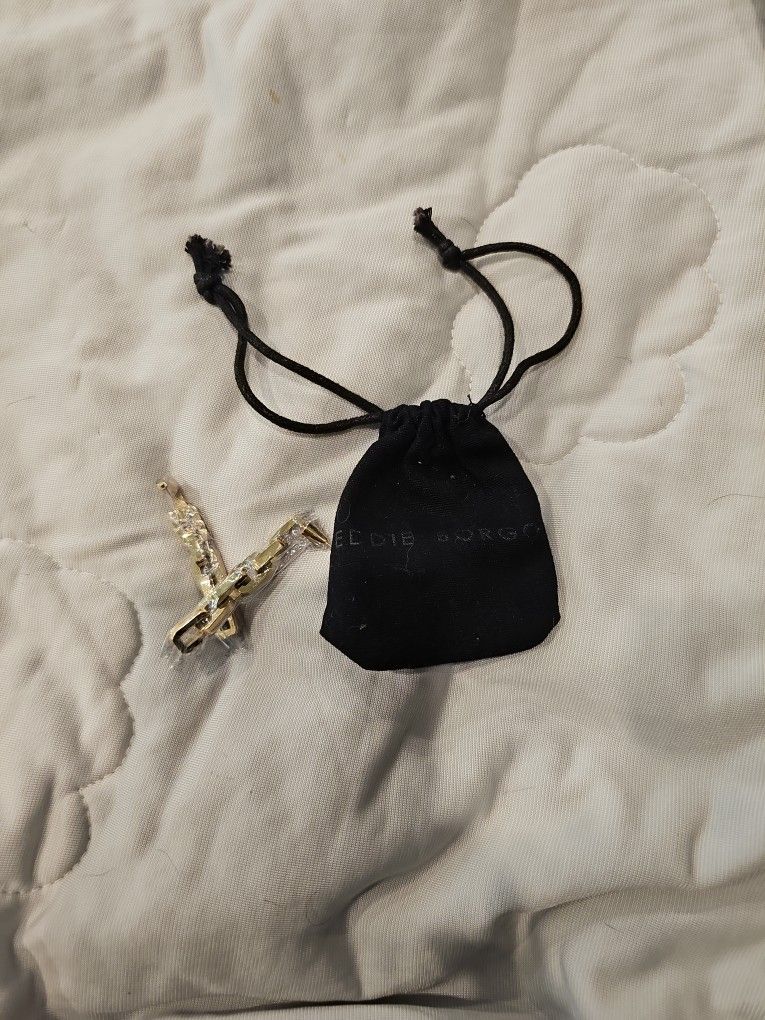 NEW WITH GIFT POUCH EDDIE BORGO 12K GOLD SUPRA CHAIN LINK 2" DROP EARRINGS
