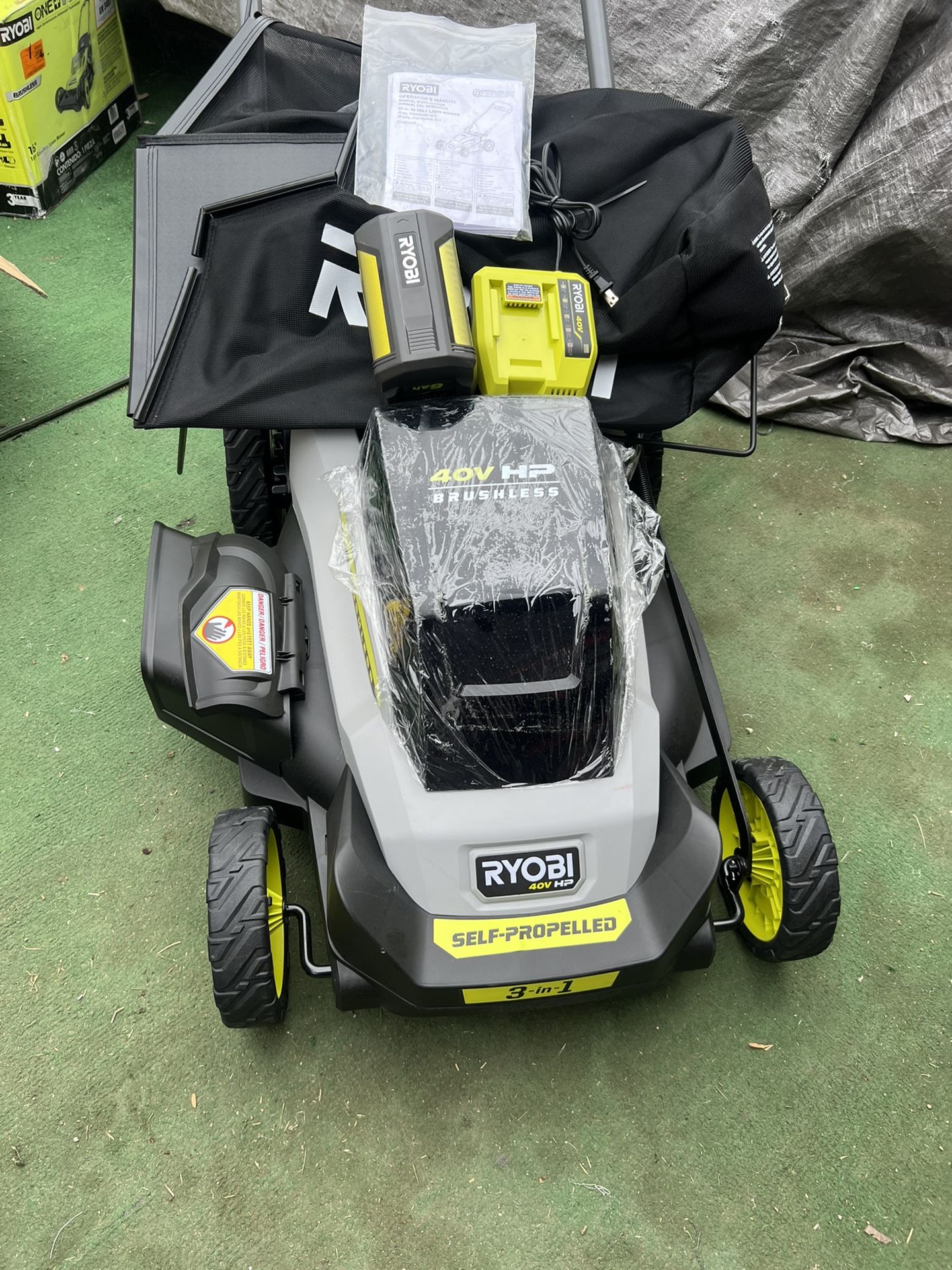 Self Propelled Lawn Ryobi Electric Lawn Mower Charger RYOBI 40V HP