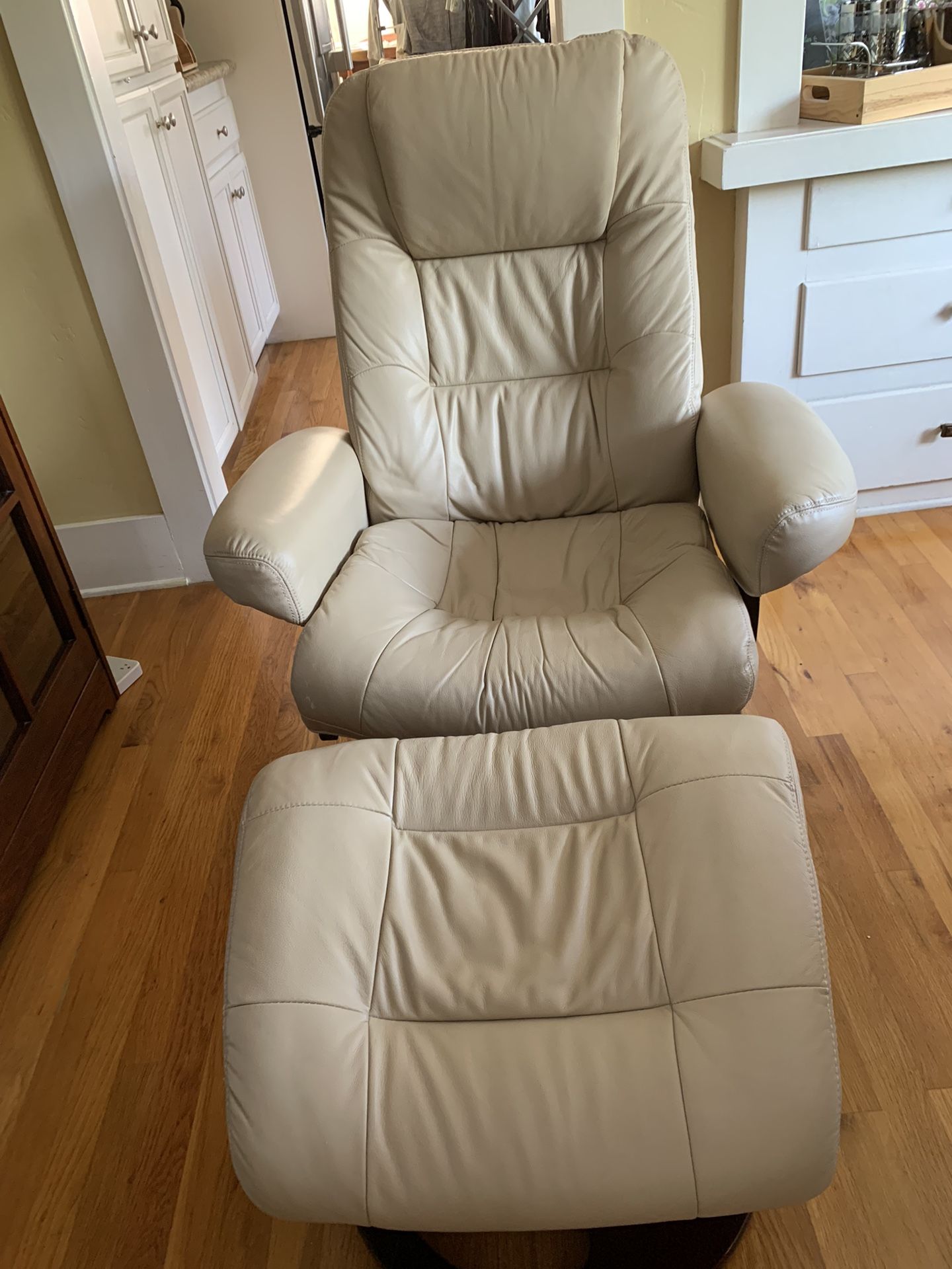 MCM Lane Leather Swivel Recliner and Ottoman