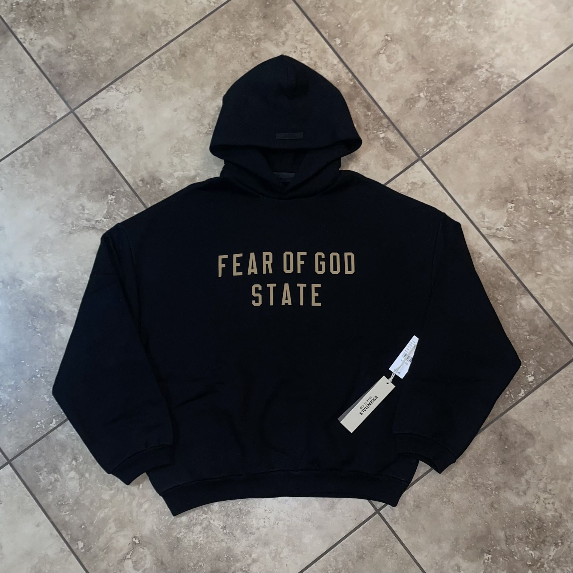 Fear of God Essentials State Fleece Hoodie Black (With Pockets) Size XS