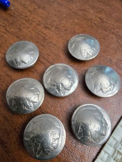 Buffalo Nickel Coin Buttons Set of 7