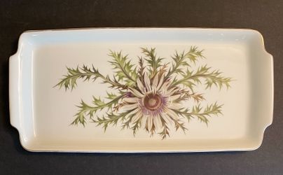 Adler Berchtesgaden Porcelain Gold Rimmed Rectangular Serving Tray Signed German