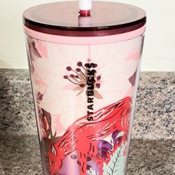 Starbucks Tumbler Cup Enchanted Holiday 2022 Venti 24oz With Mushroom Topper