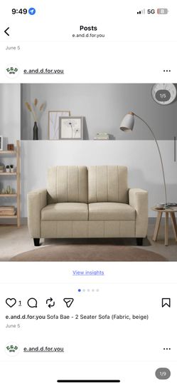 Sofa Bae - 2 Seater Sofa (Fabric, beige)