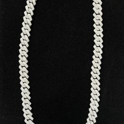 Cuban Link Chain Brass White Gold Filled 14k 18” -24”