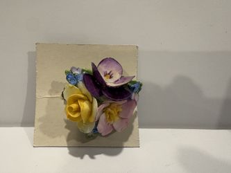 Vintage Coalport Fine Bone China Floral Bouquet Brooch Pin In Original Box