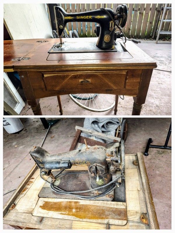 2 Antique/Vintage Sewing Machines With Cabinets Damaged For Repair Or Salvage
