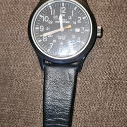 VINTAGE TIMEX EXPEDITION DATE MILITARY 24H INDIGLO QUARTZ MEN'S LARGE BLK WATCH