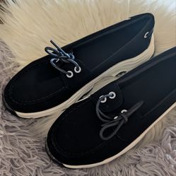 Black and white woman's shoes