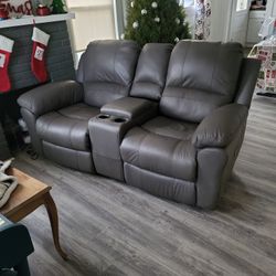 Electric Leather Love Seat