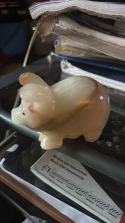 Carved Polished Stone Pig Figurine – Heavy Natural Stone
