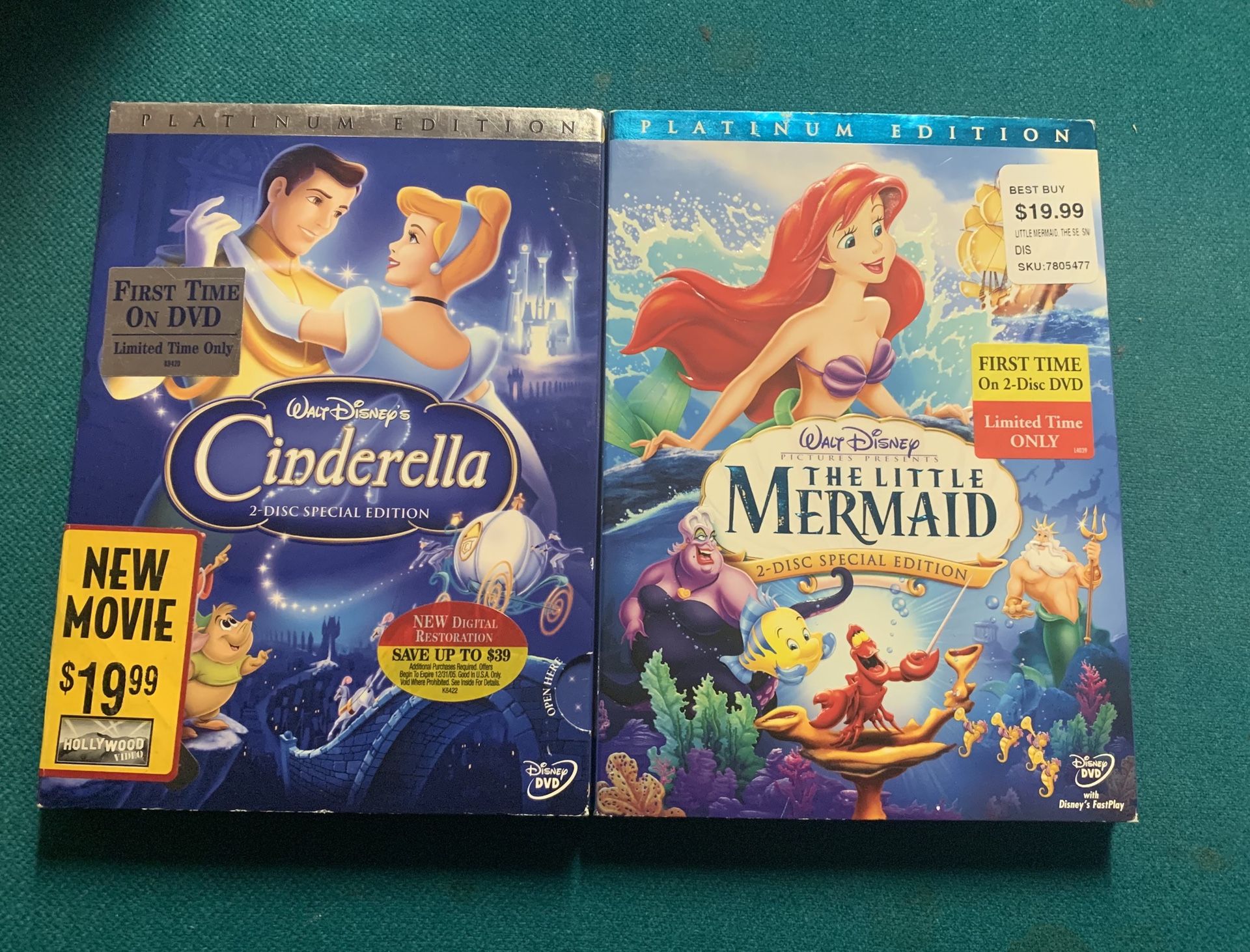 Cinderella & little mermaid dvds $10
