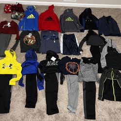 boys Y/m Winter Clothes 26 Pieces Brands Include Under Armour, Nike, Adidas 