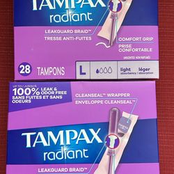 2 Box Tampax Radiant Tampons, Both $10