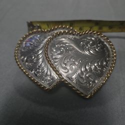 Pre-owned Double Heart Belt Buckle.  Montana Silver Smiths, Columbus, MT (NE Seattle) 