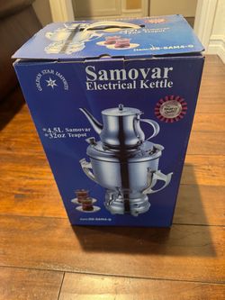 Golden Star Imports GS-SAM4-G Electric Samovar Kettle – 4.5L Stainless Steel Body + 32 oz Stainless Steel Teapot New in original box. Box shows some w