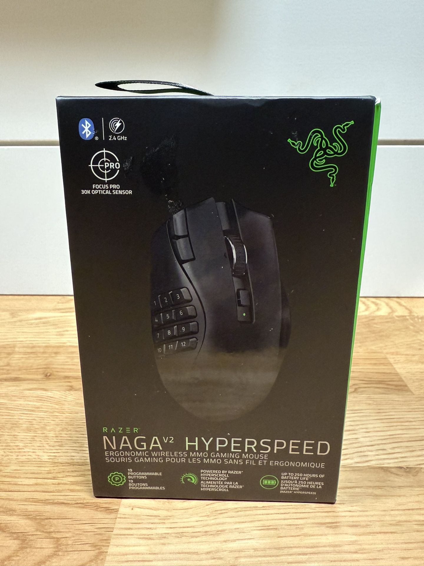 Razer - Naga V2 HyperSpeed MMO Optical Gaming Mouse with 19 Programmable Buttons Wireless Brand New
