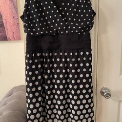 Plus Size Womens black & white polka dot sleeveless dress size 20 pre-owned 