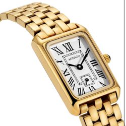 🌼 Gold Watches for Women,Vintage Bracelet Roman Dial Rectangular Ultra-Thin Case with Adjustment Tool
