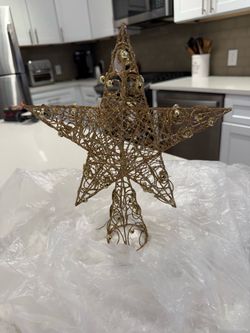 Gold glittery tree topper- 12 inches - no lights