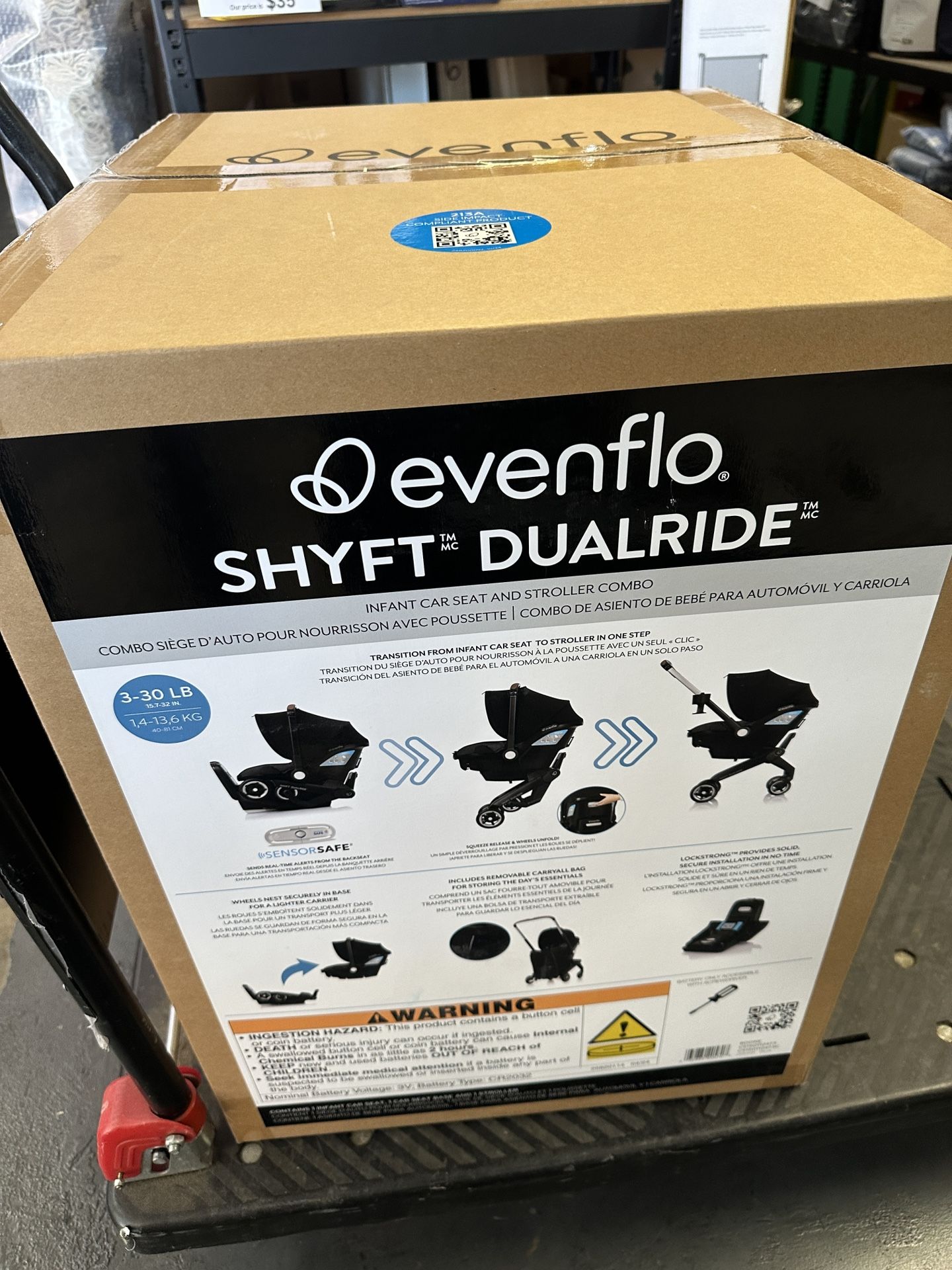 Evenflo Shyft DualRide Infant Car Seat Stroller Combo with Carryall Storage (Boone Gray)