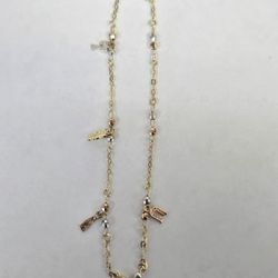 14kt Gold Lucky Charm Bracelet/Anklet 9"