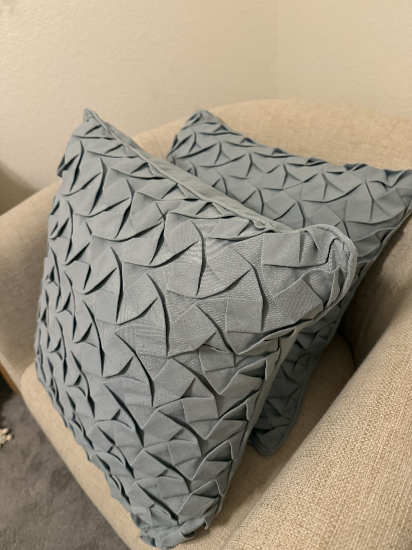 2 Light Blue/grey Pillows, Like New
