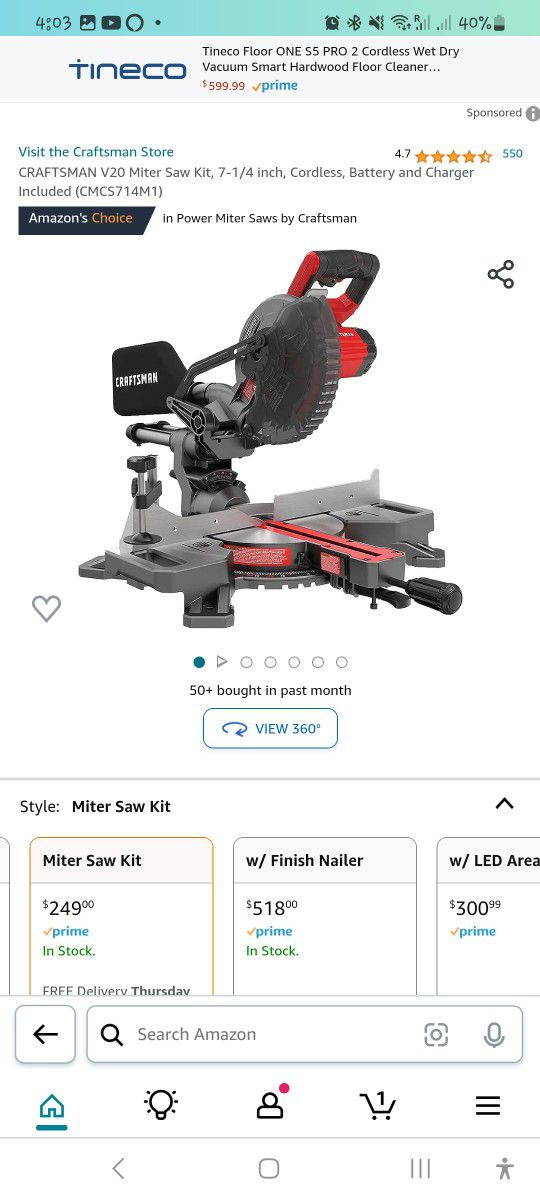 CRAFTSMAN V20 Miter Saw Kit, 7-1/4 inch, Cordless, Battery and Charger  Included (CMCS714M1) for Sale in Phoenix, AZ OfferUp