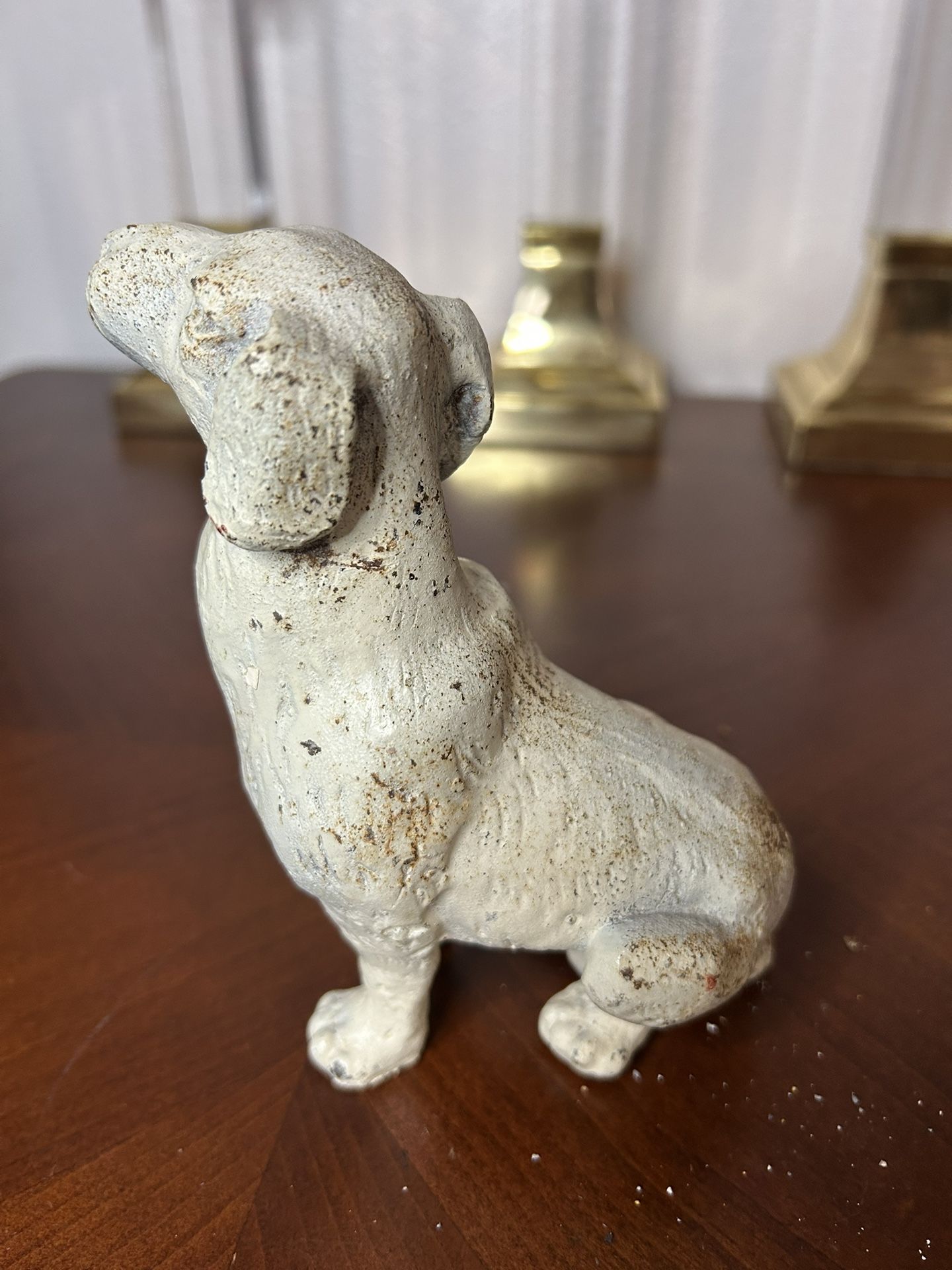 Vintage Cast Metal Sitting Dog Figurine