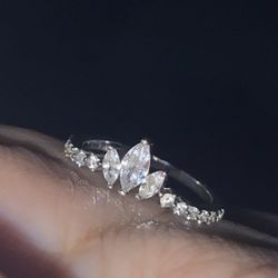 S925 White CZ Diamond Tiara Ring 