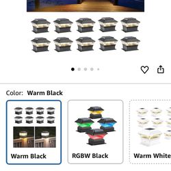 4x4 4x6 Fence Lights Solar Powered, Outdoor Post Cap Lights Yard Deck Garden Patio Mailbox Decorations 25 Lumens, 3000K Ip65 Waterproof, Black - 10 Pa