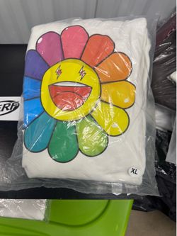 TAKASHI MURAKAMI X J BALVIN POM HOODIE (WHITE/RAINBOW) SZ: XL