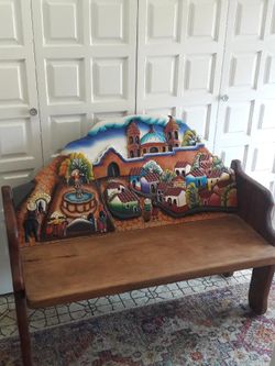 Engraved picture on a bench