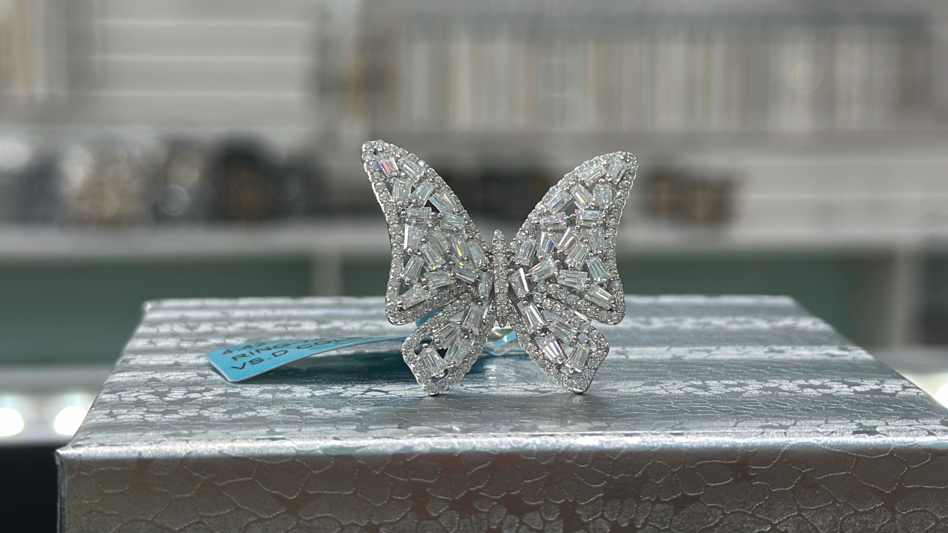 Sterling Silver Moissanite Butterfly Ring