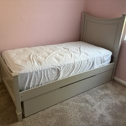 Twin Bed Frame with Trundle - Light Gray