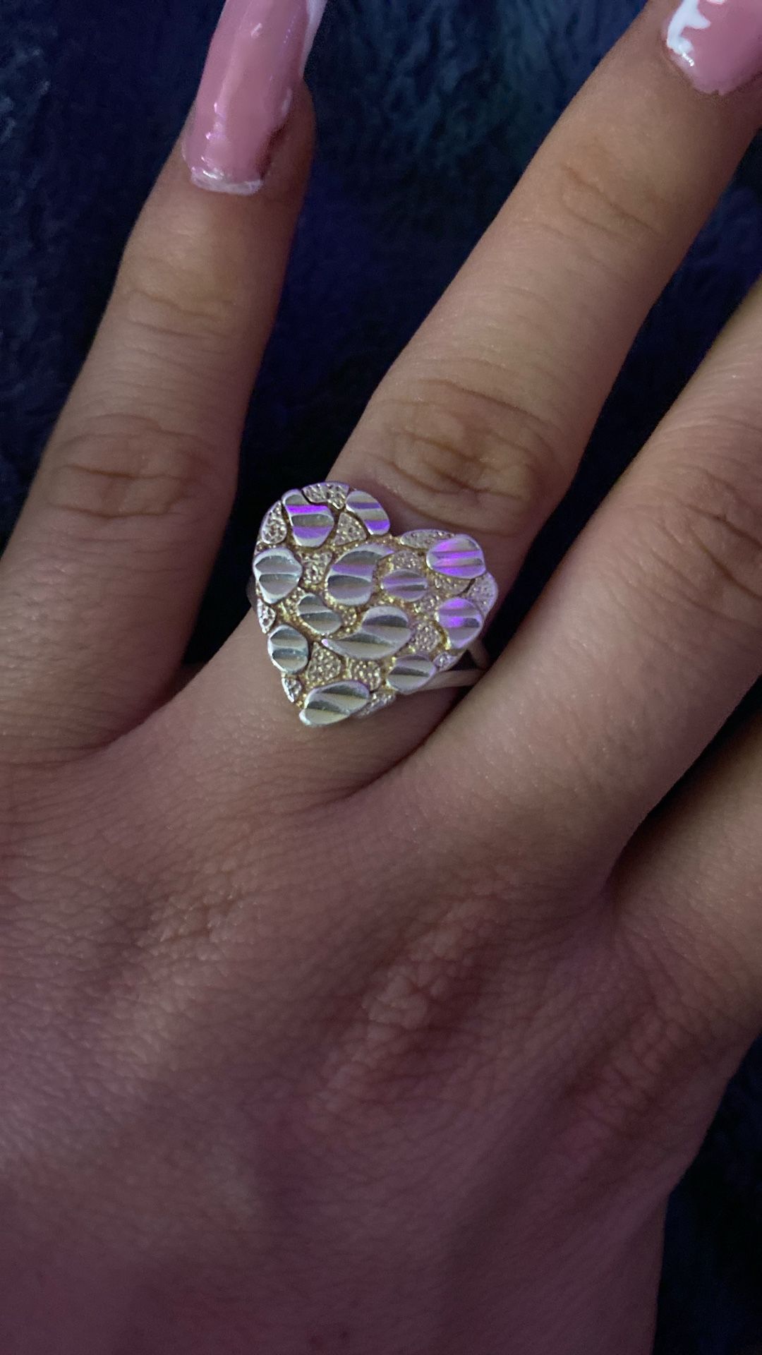 Silver Gold Plated Nugget Ring