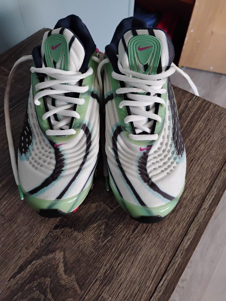 Nike Air Max Deluxe Mens Enamel Green Silver Athletic Shoes