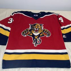 John Vanbiesbrouck Florida Panthers Starter Jersey Mens Large Red Sewn Clean 90s