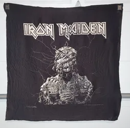 Vintage 1985 Iron Maiden Tapestry / Banner "Poweslave" Eddie Black and White