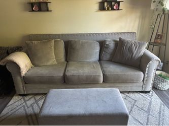 Gray couch & ottoman