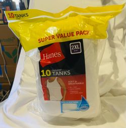 Hanes 10-Pack Tagless Tank Tops 2XL