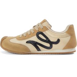 LUCKY STEP Women's Retro Tennis Fashion Sneakers Classic Casual Thin Sole Cute Comfortable Genuine Leather Trainer Ligheweight Trendy Walking Shoes