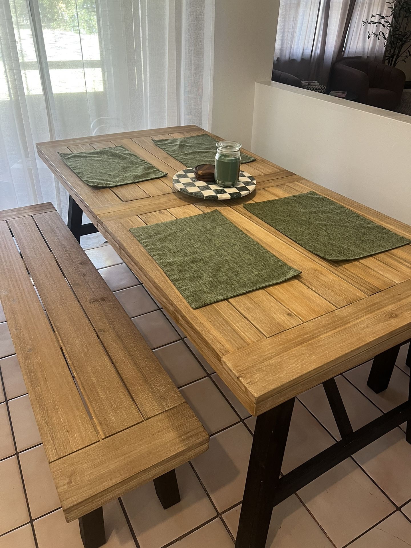 Farmhouse dining table and bench
